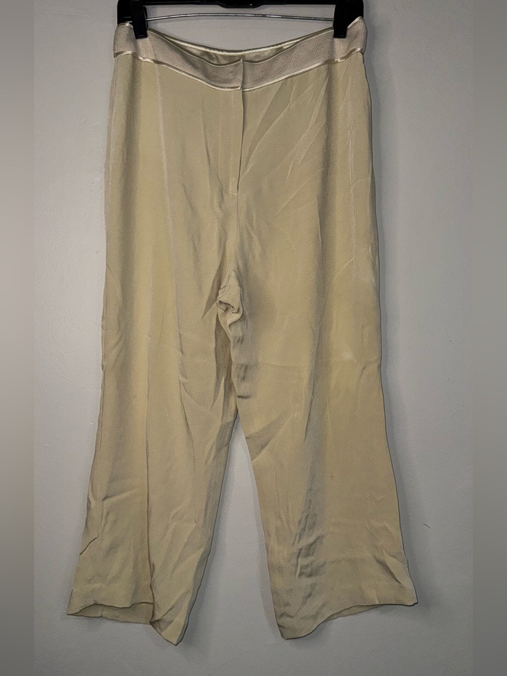 St. John Pale Cream Wide-Leg Dress Pants